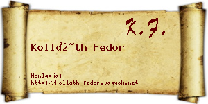 Kolláth Fedor névjegykártya